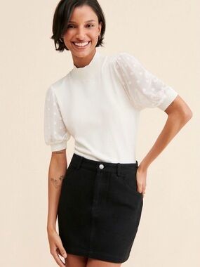 Anthropologie x Laundry By Shelli Segal Mock Neck Knit Polka Dot Sweater